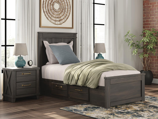 Vonitta Bay Twin Panel Bed with 2 Sided Storage