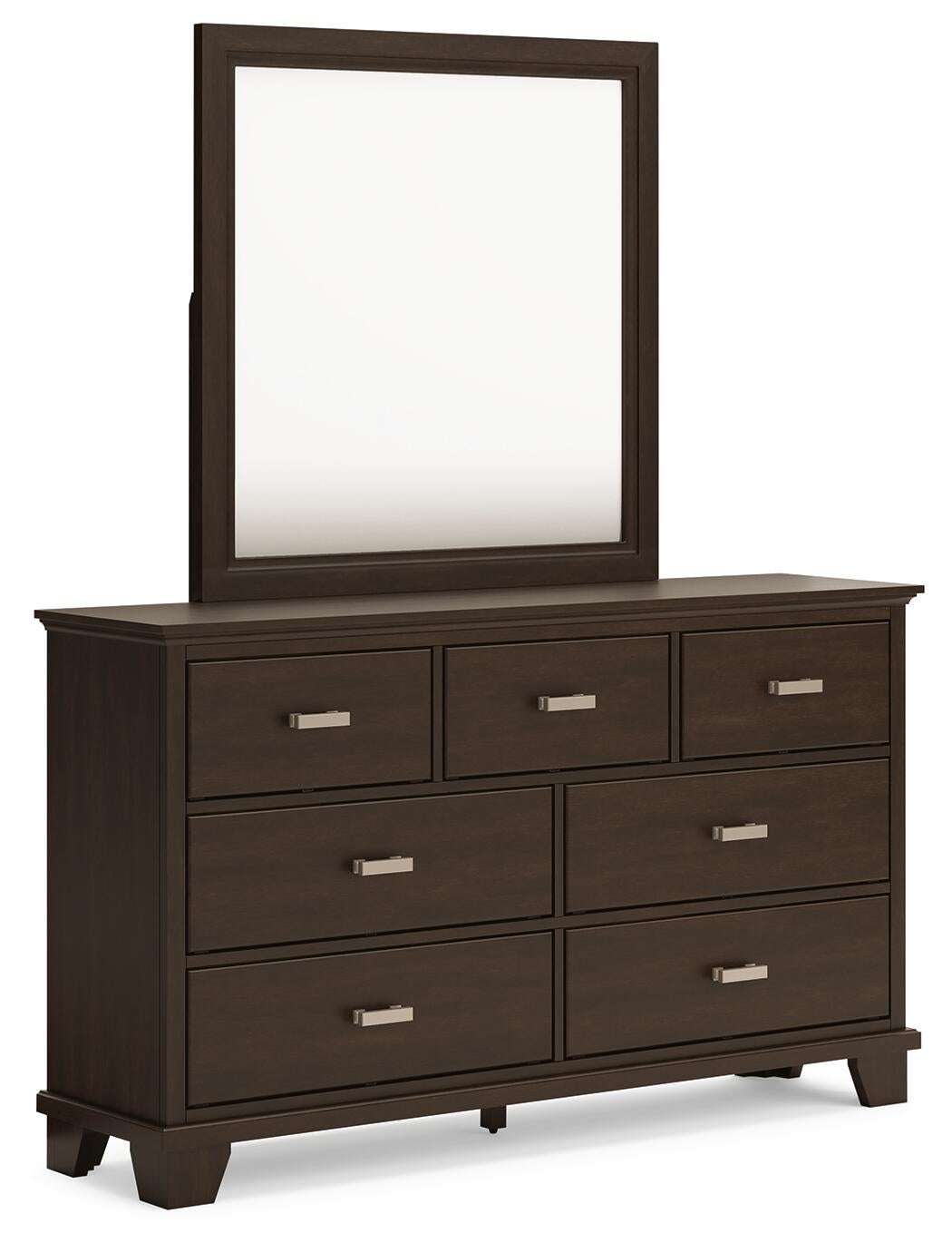 dresser with mirror brown Roundhill Furniture Maderne Traditional Wood 9-Drawer Dresser with Mir