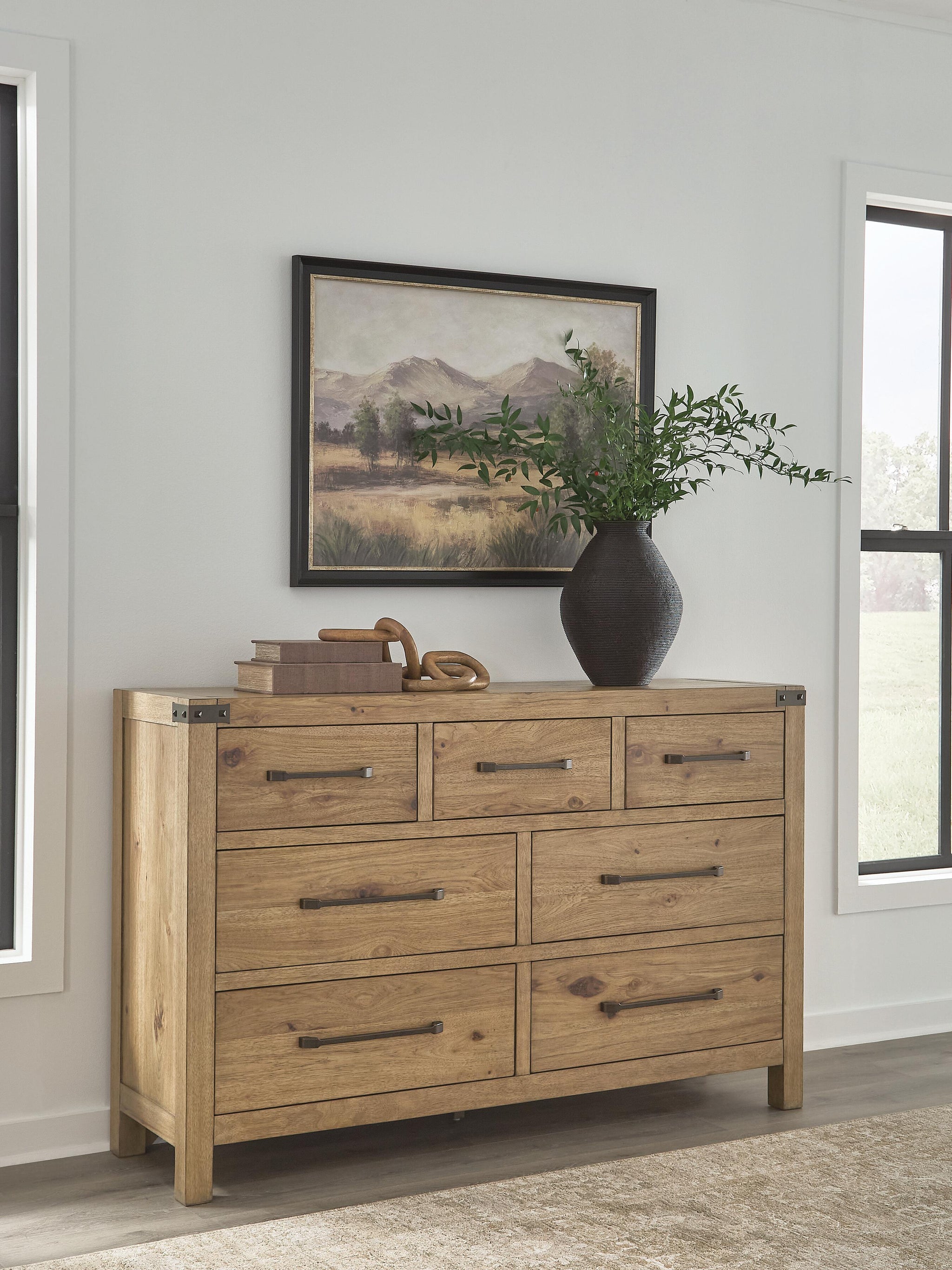 brown dresser mirror Cholet 3 Drawer Dresser – Good Bones Furniture main image 1
